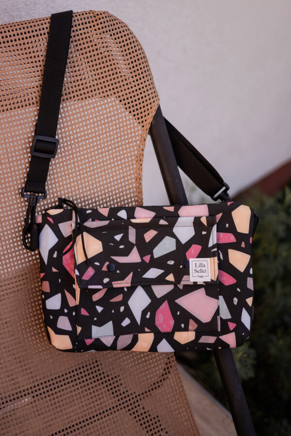 Koktéltáska - SOFTSHELL terrazzo-fekete